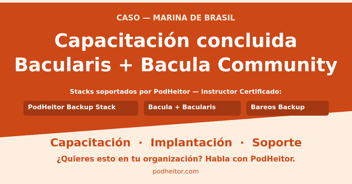 Marina de Brasil capacitada en Bacularis + Bacula Community por PodHeitor