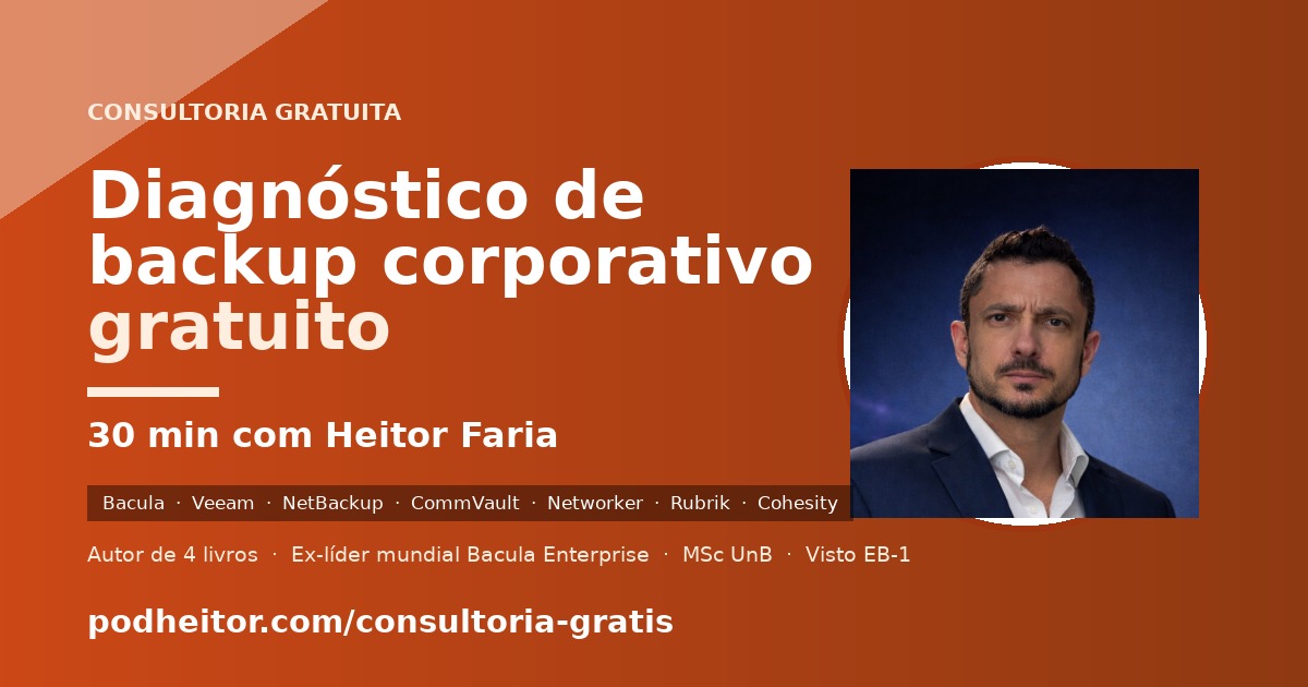 🩺 Diagnóstico gratuito de backup corporativo — 30 min com Heitor Faria