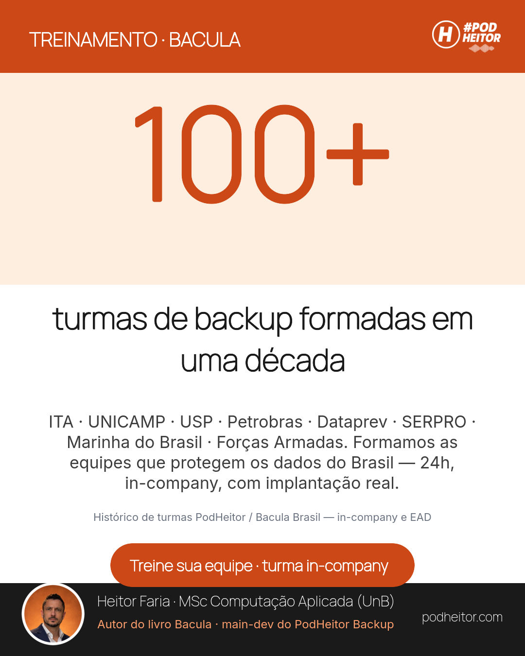 ITA, Unicamp, Petrobras e as Forças Armadas já treinaram backup com a gente