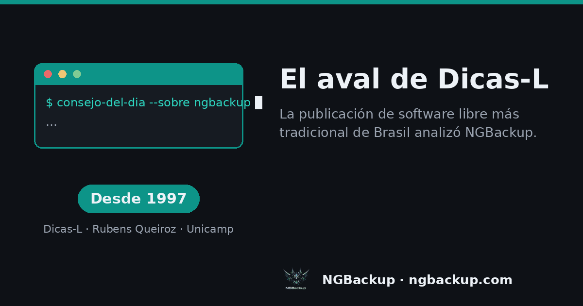 NGBackup en Dicas-L: el aval de casi tres décadas de software libre en Brasil