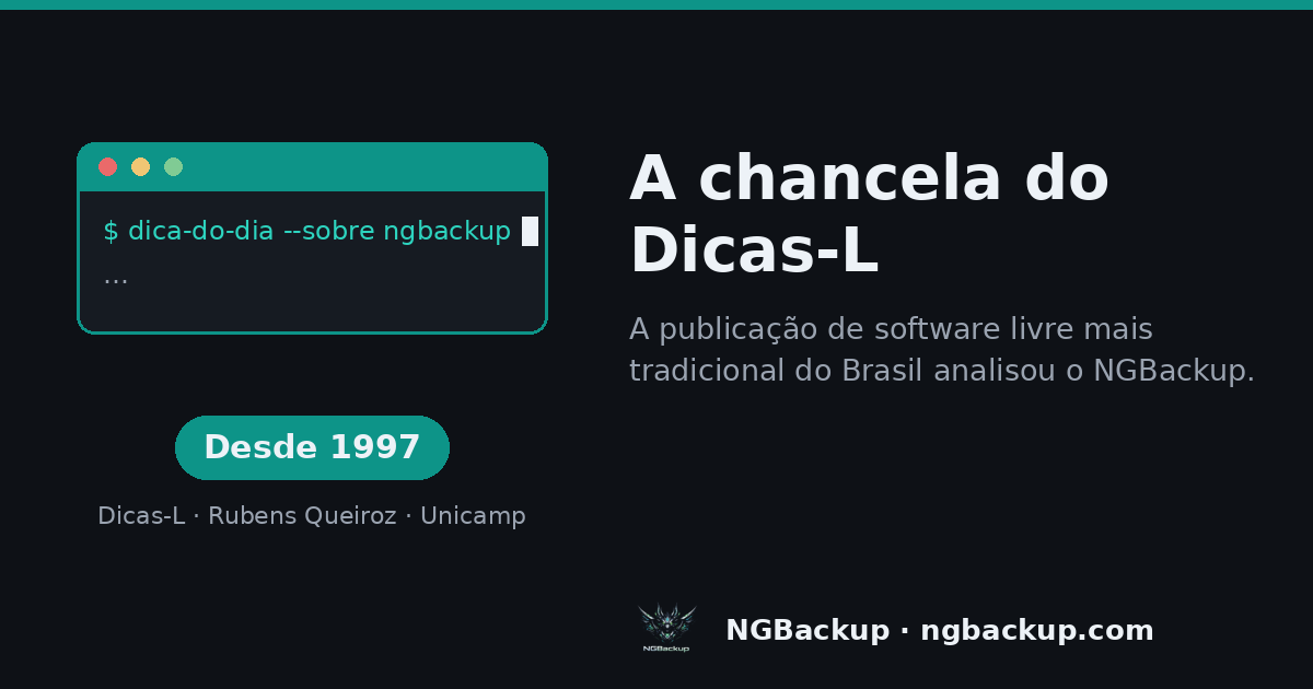 NGBackup no Dicas-L: a chancela de quase três décadas de software livre no Brasil